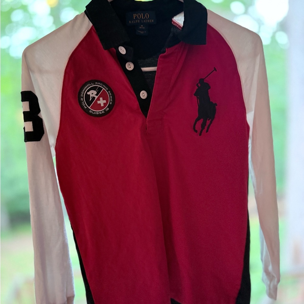 Polo by Ralph Lauren Red and Black Long Sleeve Polo